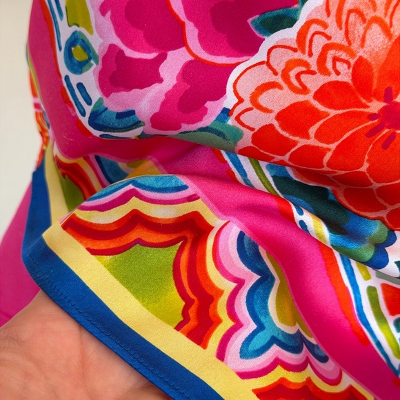 Caché Y2K Silk Scarf/Handkerchief Print Strapless Top Floral Bandana Hem - Picture 13 of 16